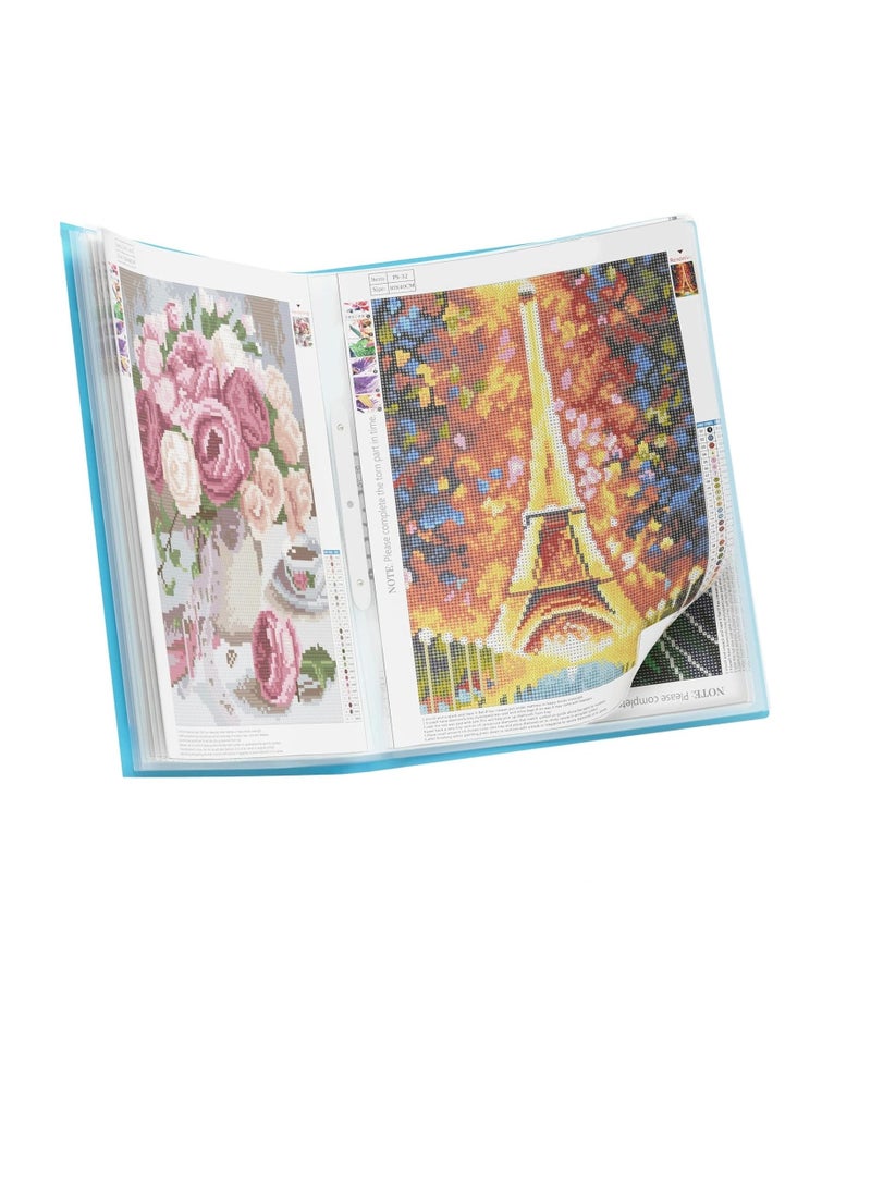 ARTDOT A3 Storage Book for Diamond Art Kits, Portfolio Folder for Diamond Painting Accessories with 30 Pocket Slevees Protectors (16.9x12.4inches) - Image 1